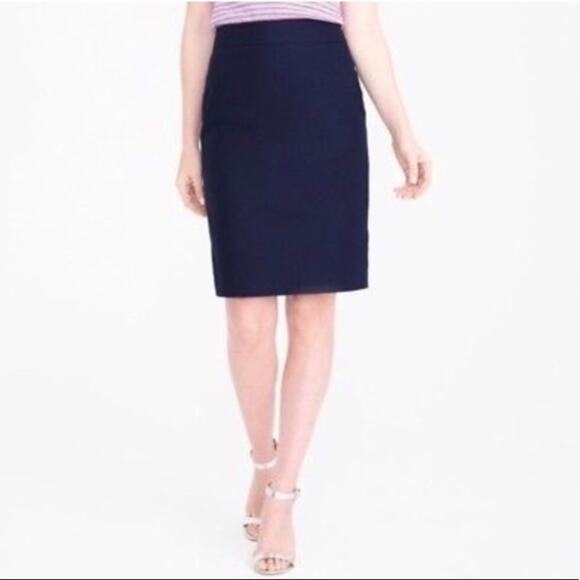 J Crew “The Pencil Skirt” In Navy Blue - Picture 1 of 6